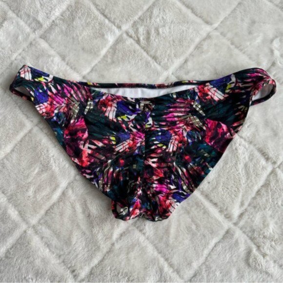 Victoria's Secret PINK | Black Multicolor Palm Bikini Bottoms | Size Large - Picture 3 of 7